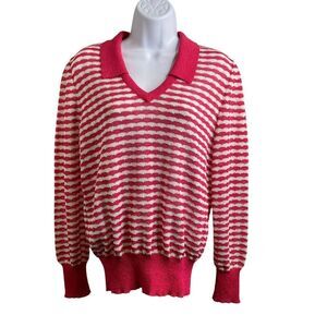 Vintage Castleberry Womens Pink Sweater‎ Size 12 Preppy Polo Style 70's Tennis